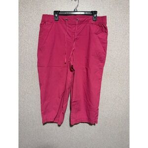 Lane Bryant Womens Pink Cropped Capri Pants Elastic Drawstring Waist Size 14